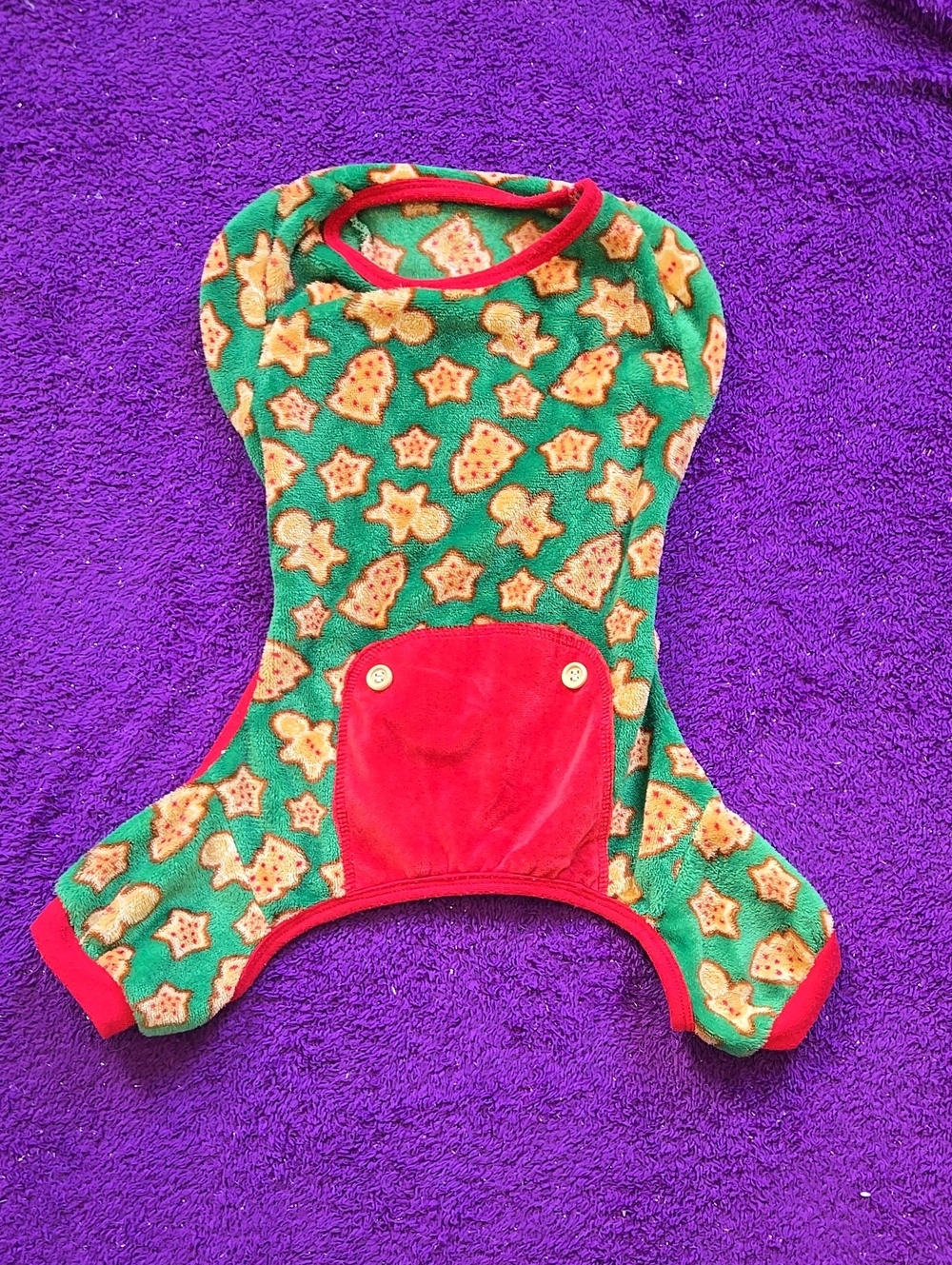 Festive Green & Red Star Print Dog Onesie